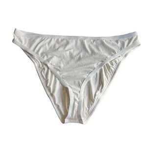 Good‎ American 7 4X Plus Bikini Bottom Swimwear High Cut Ribbed Ivory NWT Beach